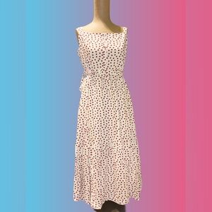LC Lauren Conrad White Maxi Dress with Red Polka Dots